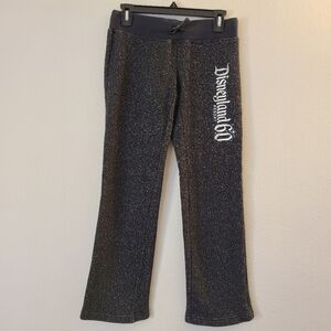 Disney Parks Disneyland 60th Anniversary Metallic Black & Silver Sweatpants